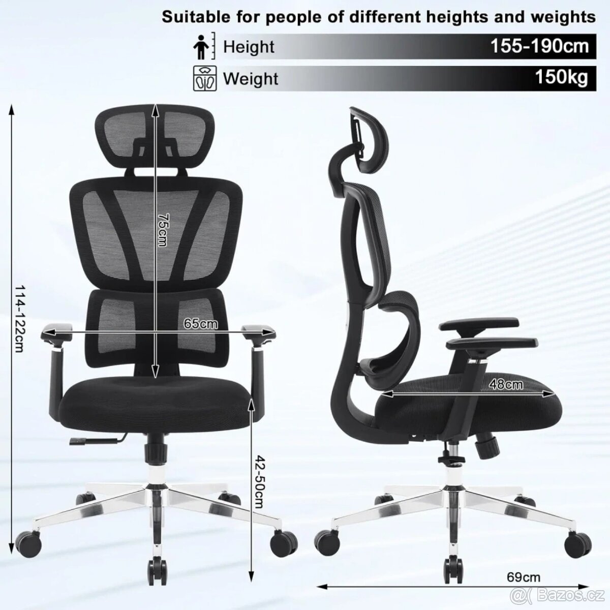 Kancelářská židle WOLTU, ergonomická otočná židle - 2