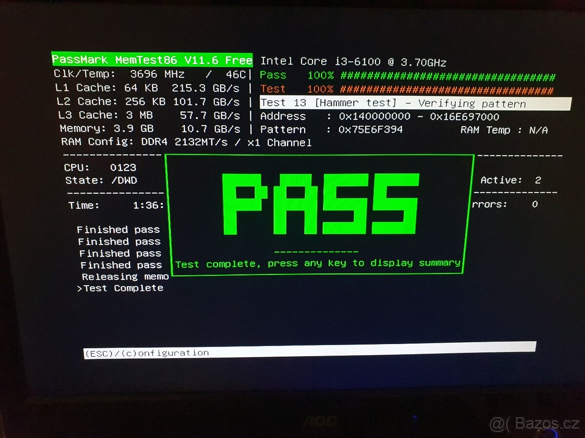 4gb ddr4 2133mhz do PC (prošla MemTest86) - 2
