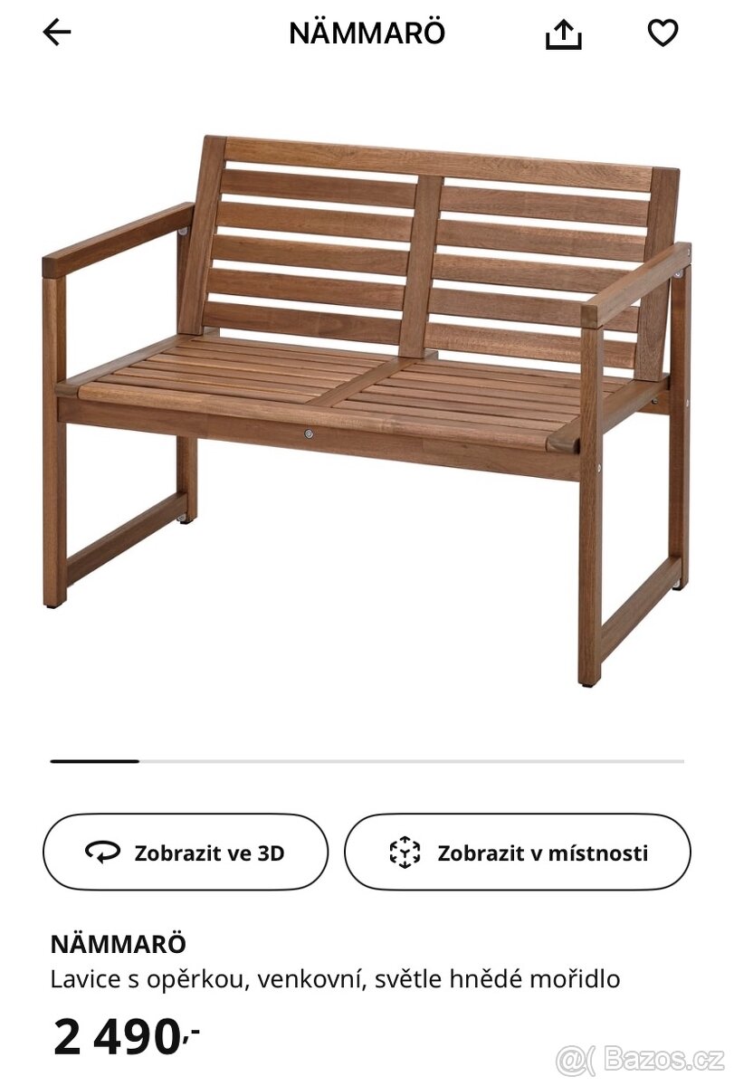 NÄMMARÖ lavice s opěrkou a stolička - 2