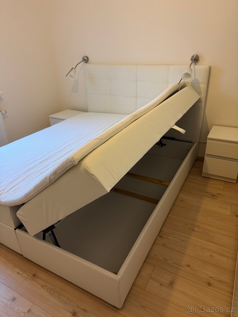 Čalouněná postel, bílá 160x200 - 2