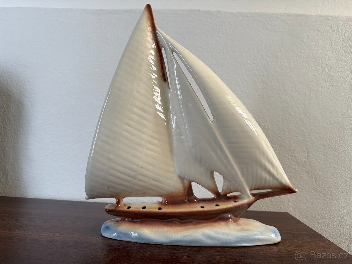 Retro keramická plachetnice Ditmar Urbach E4 – TOP STAV - 2