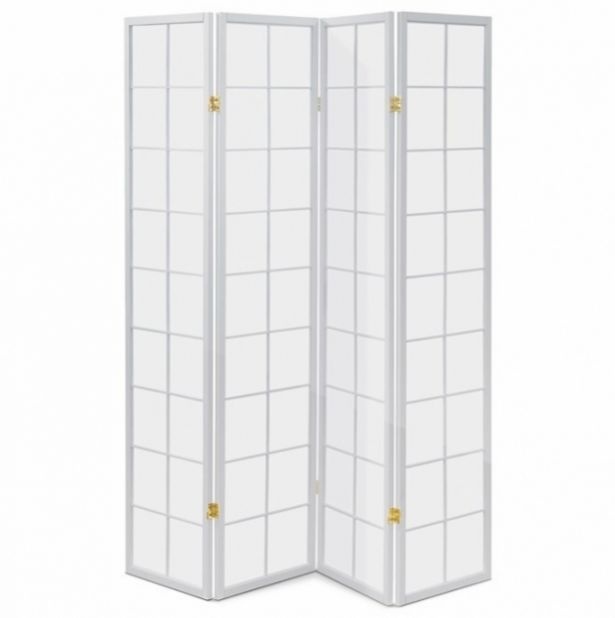 4 dílný dřevěný paravan bílý, černý - 2