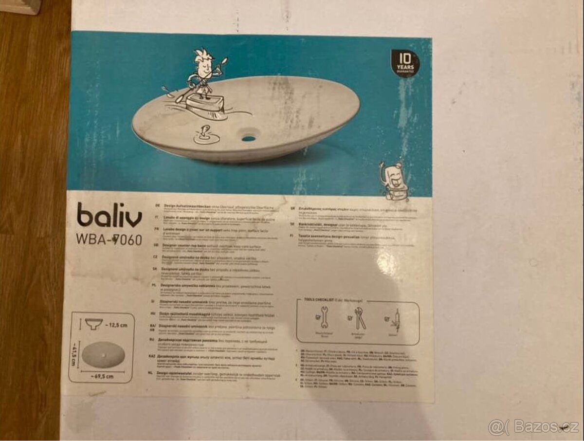 Umyvadlo na desku 70x42cm, hloubka 12,5cm - 2