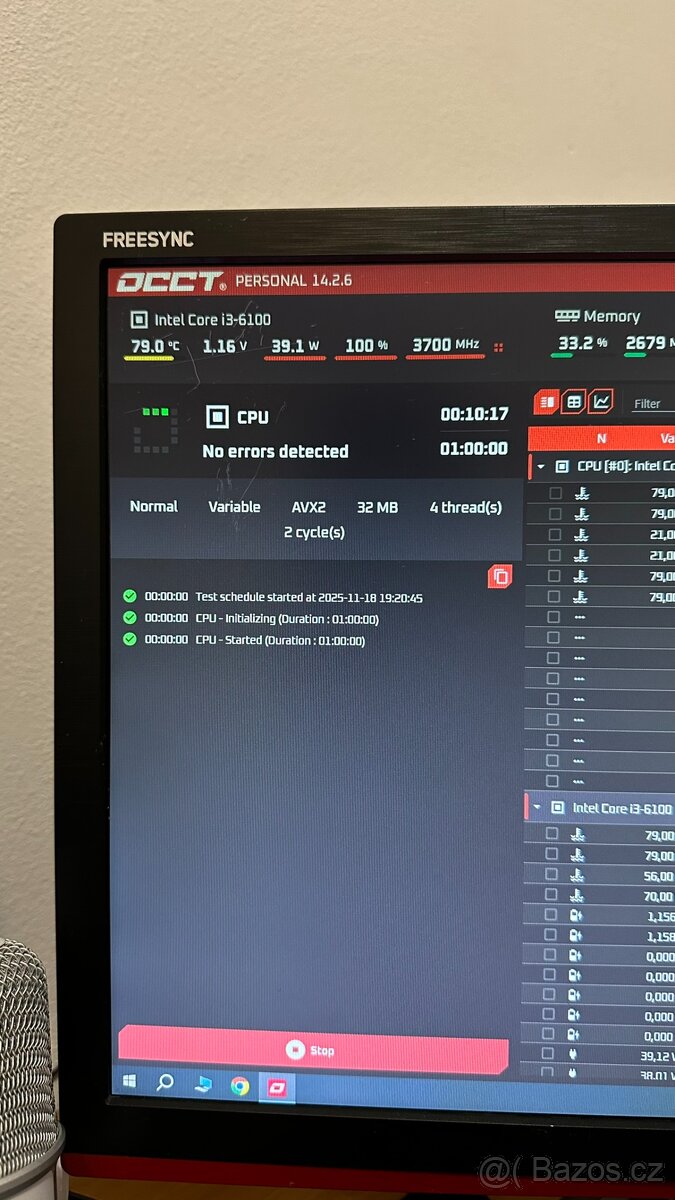 Prodám procesor Intel Core i3-6100 2C/4T - 2
