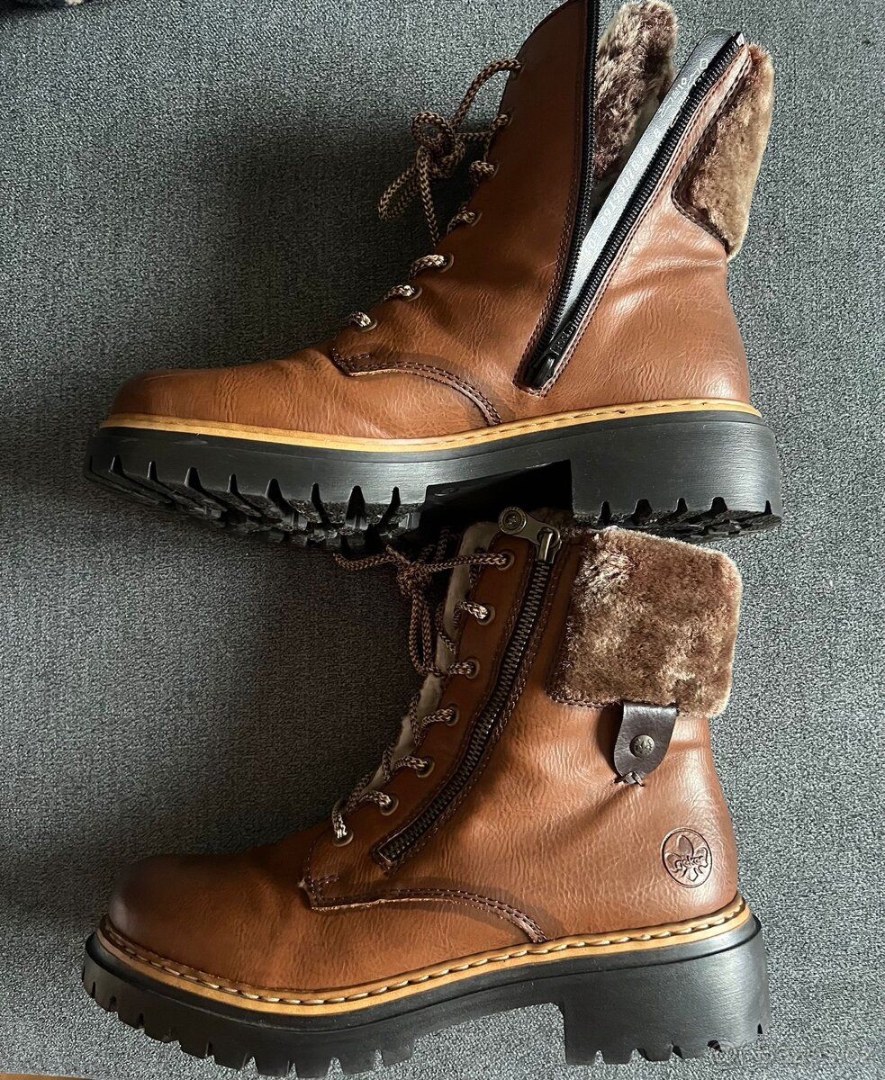 Dámské zimní kožené boty Rieker - 2