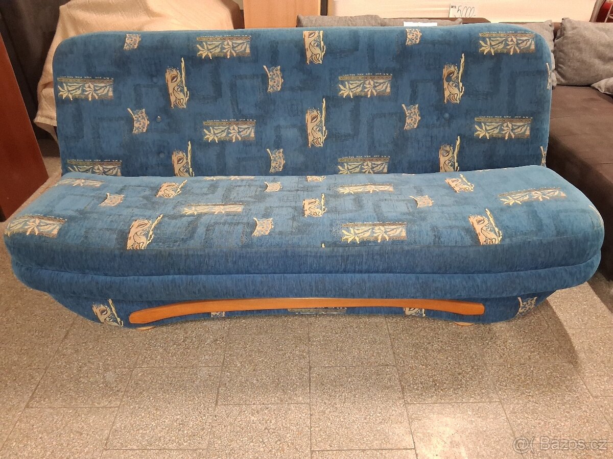 Sedaci souprava 3+1+1 rozkládací modrá - 2