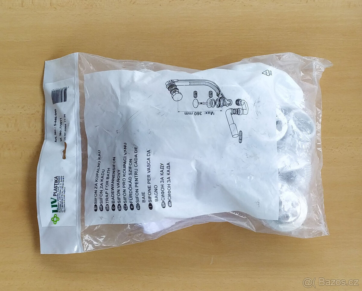 Vanový sifon LIV 5-446 s přepadem a lankovým ovládáním zátky - 2