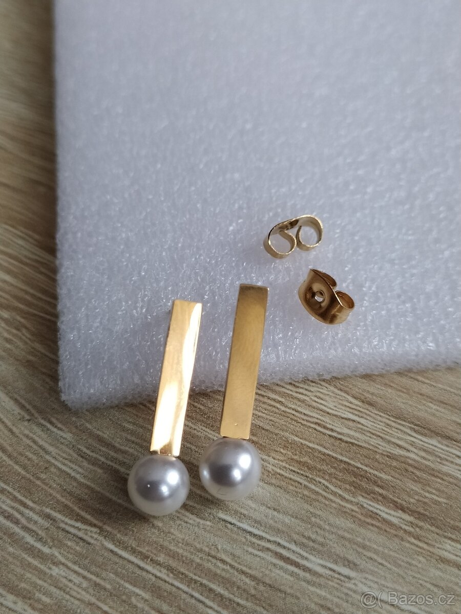 Náušnice perlička ocel pozlacená - 2