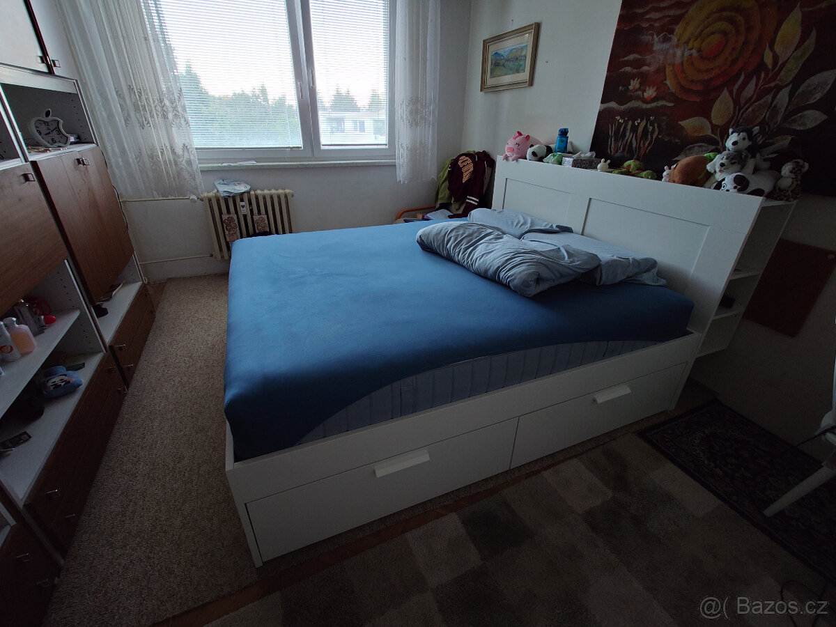 Postel IKEA BRIMNES 180×200 cm + matrace VALEVÅG + rošty - 2