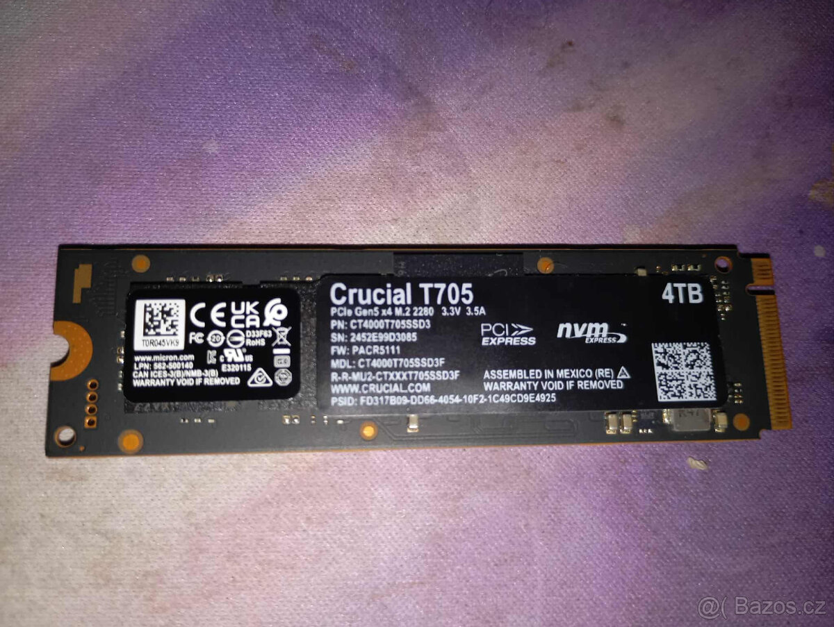 Crucial T705 4TB - M.2 SSD - PCIe 5.0 - Běžná cena 12 tisíc - 2