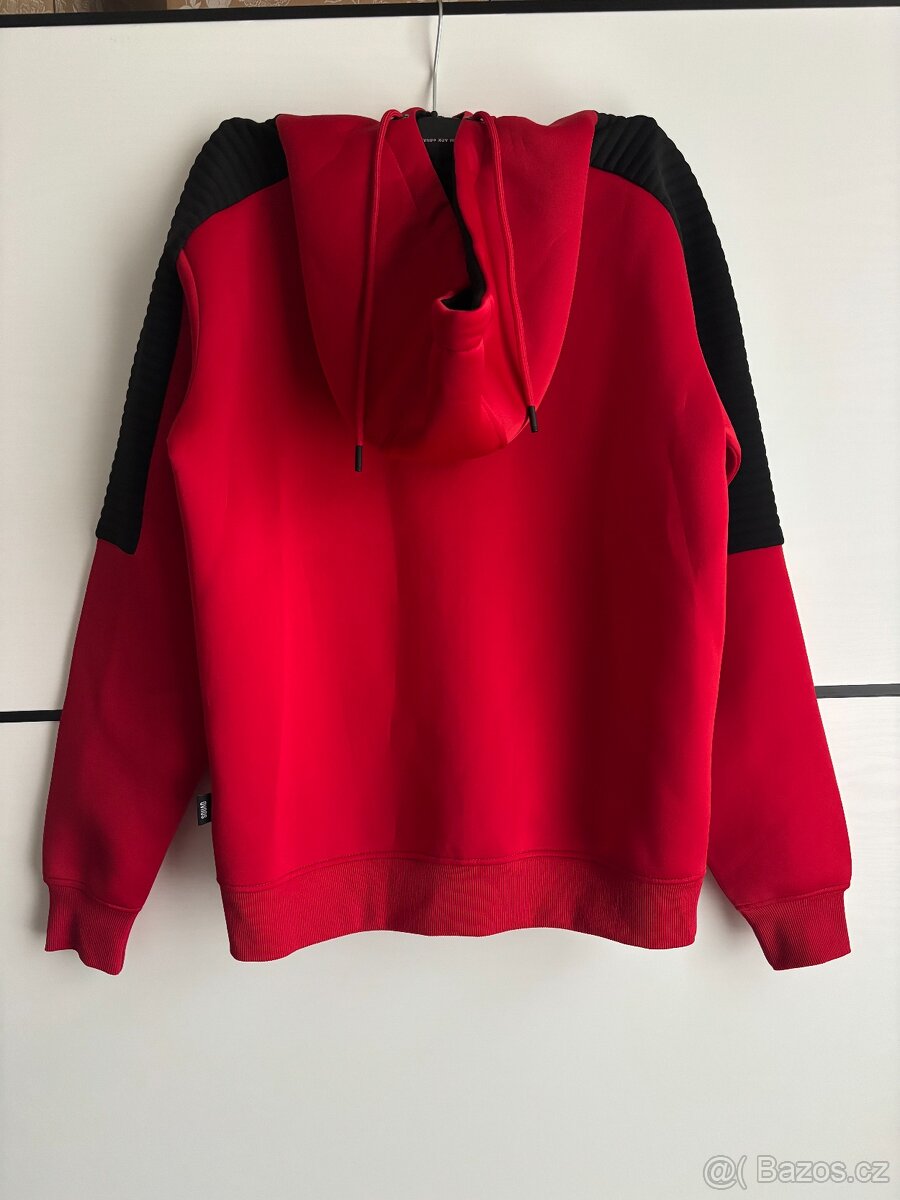 Červeno černá ,,neoprenová" mikina s kapucou nová - 2