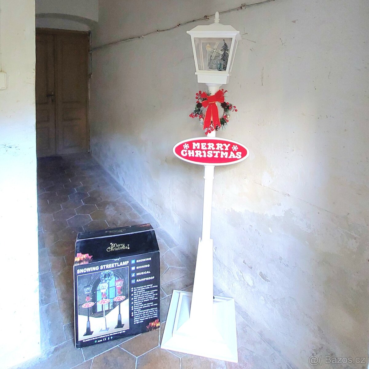 180 cm vysoká vánoční sněžící a hrající lampa - nové - 2