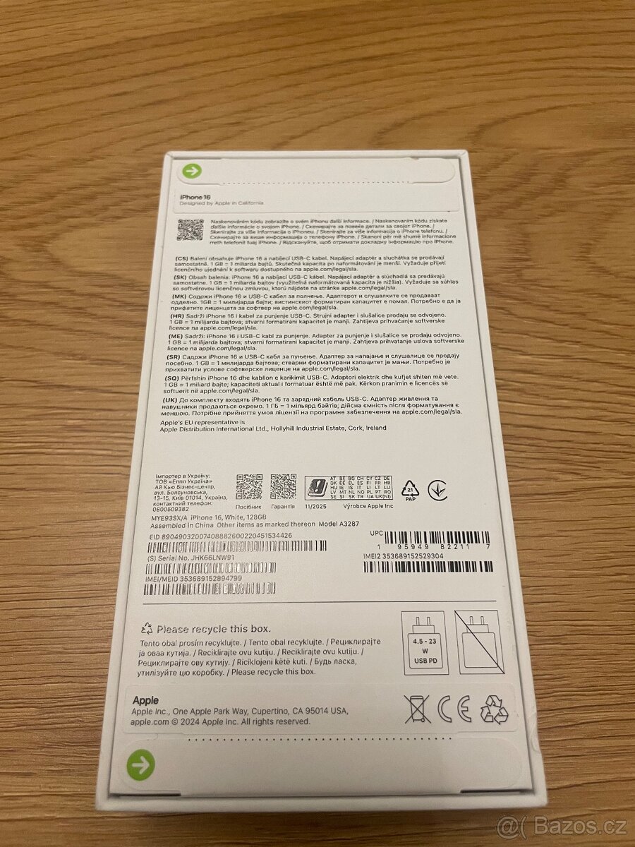 Predám nový IPhone 16 white 128GB - 2
