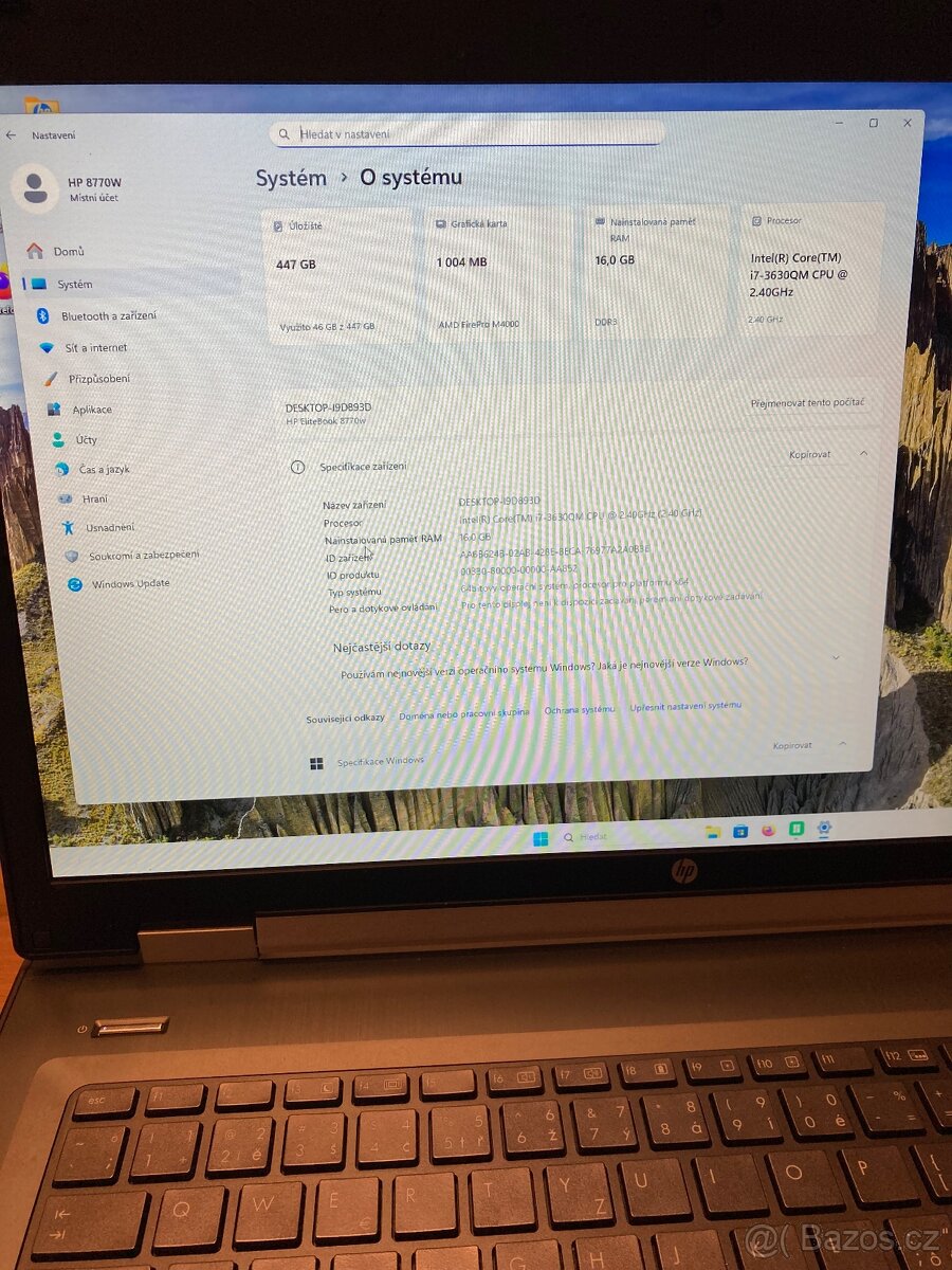 Hp elitebook 8770w nové ssd. - 2