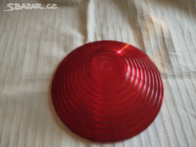 Retro červená skleněná mísa - 2