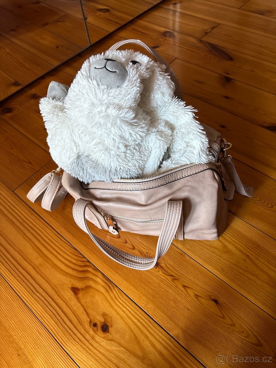 Kožená kabelka pudrová růžová - 2