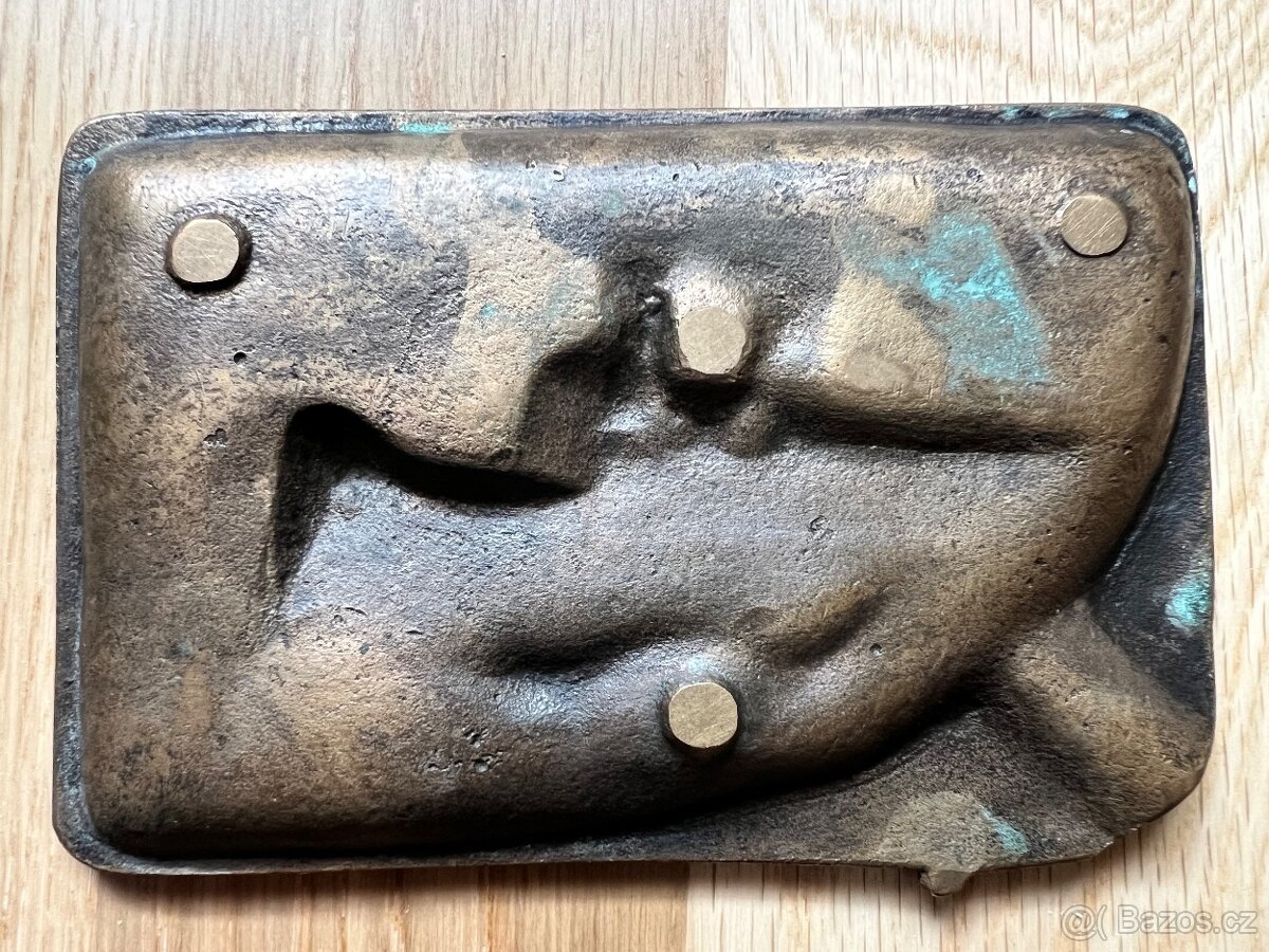 Starý mosazný popelník s motivem námořní lodě - 2