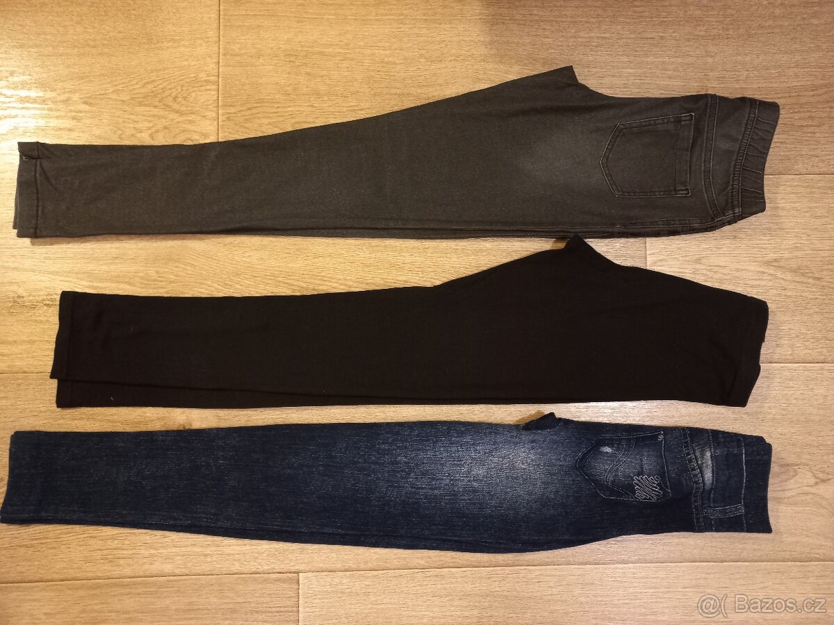 3x Legíny, džínové legíny, vel.12-14 let +3x triko zdarma - 2