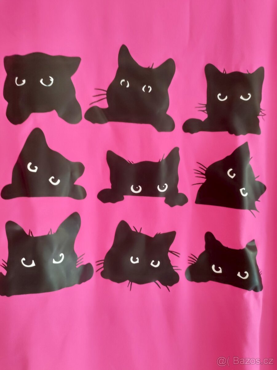 Nové růžové dívčí triko s kočkami, vel.164 - 2
