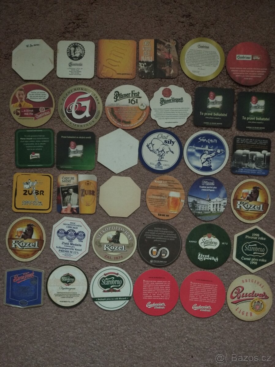 Pivní tácky českých pivovarů 67 ks - 2