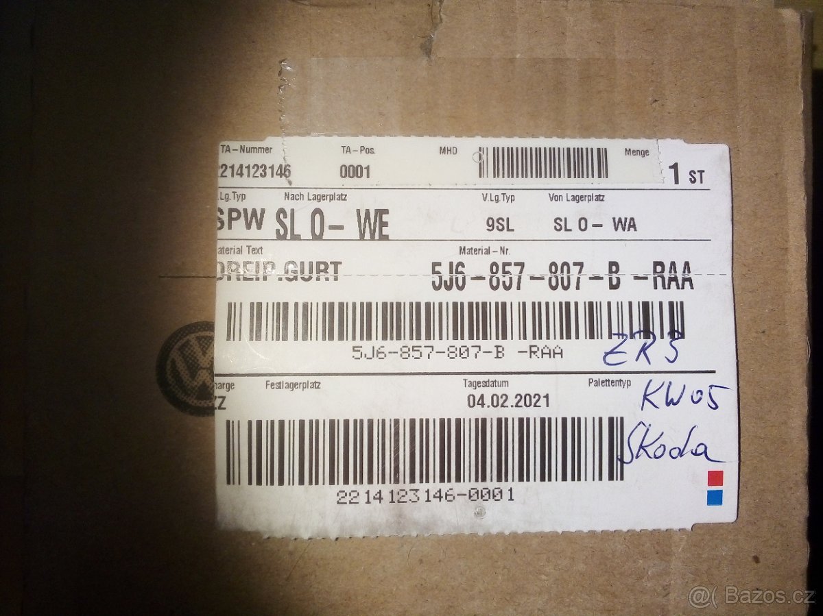 NOVÝ NEPOUŽITÝ zadní bezpečností pás FABIA 2012 combi - 2