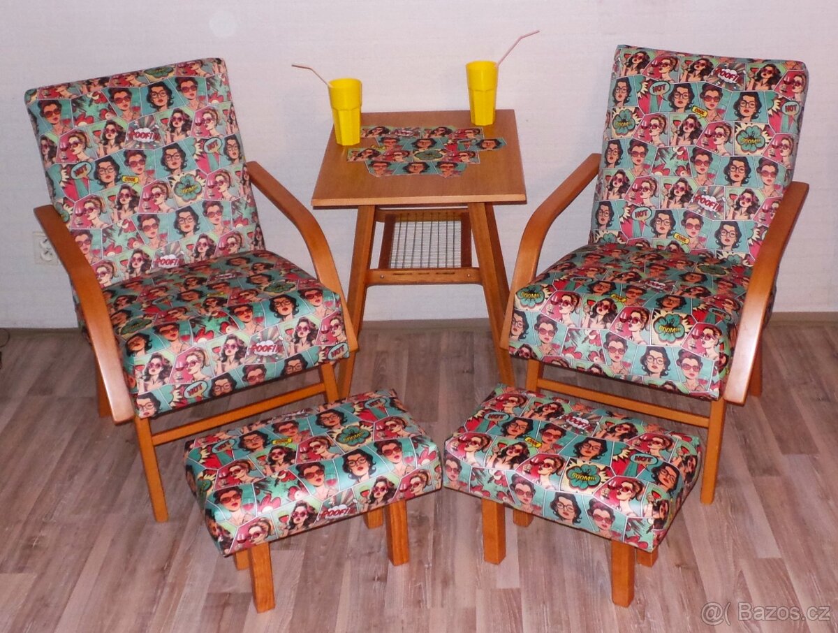 2X Křeslo ze 70 let + stolek - 2