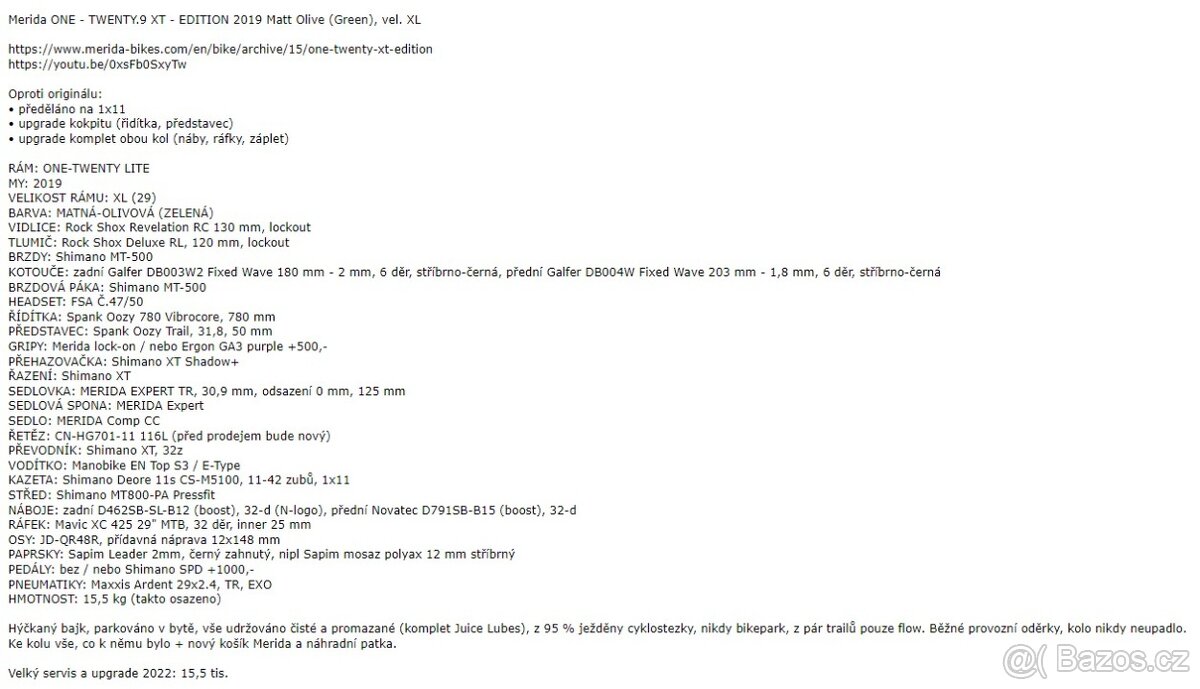 Merida ONE - TWENTY.9 XT - EDITION 2019 Matt Olive, vel. XL - 2