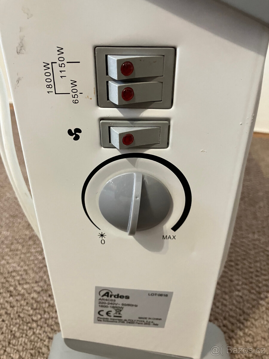 Teplovzdušný konvektor Ardes, šedý, 1800W, termostat - 2