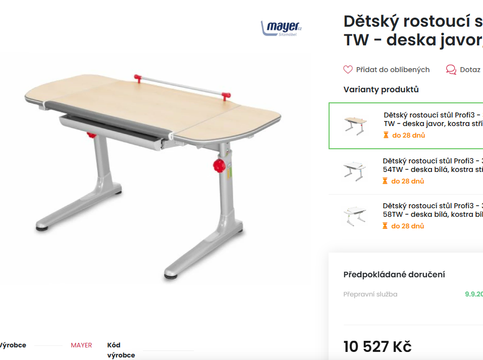 Rostoucí, polohovací stůl Mayer - 2