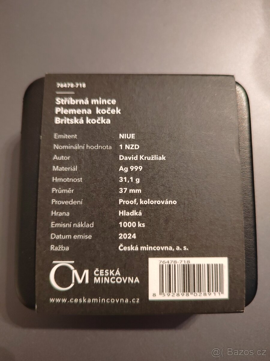 Stříbrná mince, Britská modrá kočka. - 2