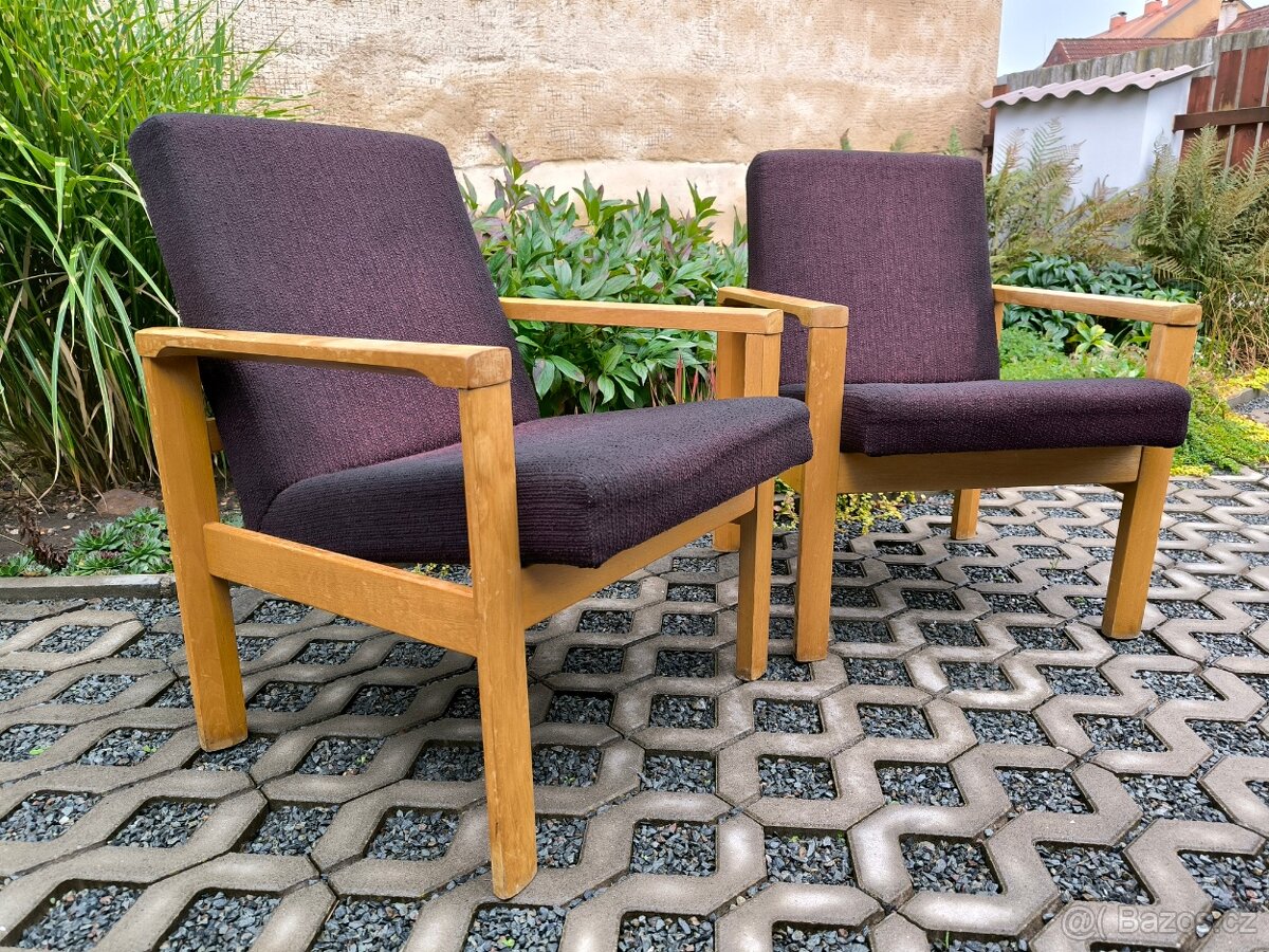 Retro dřevěná křesla Tatra Pravenec - 70. léta - 2