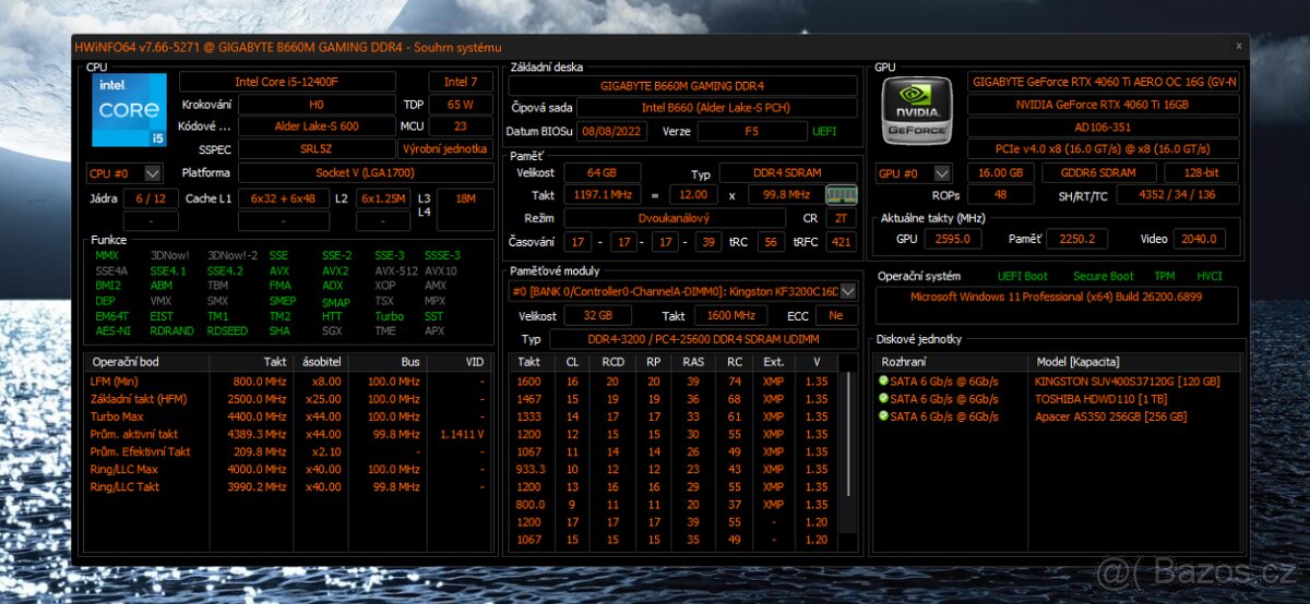 i5/RTX4060Ti-16G/RAM-64G/34"Monitor/AVAST - 2