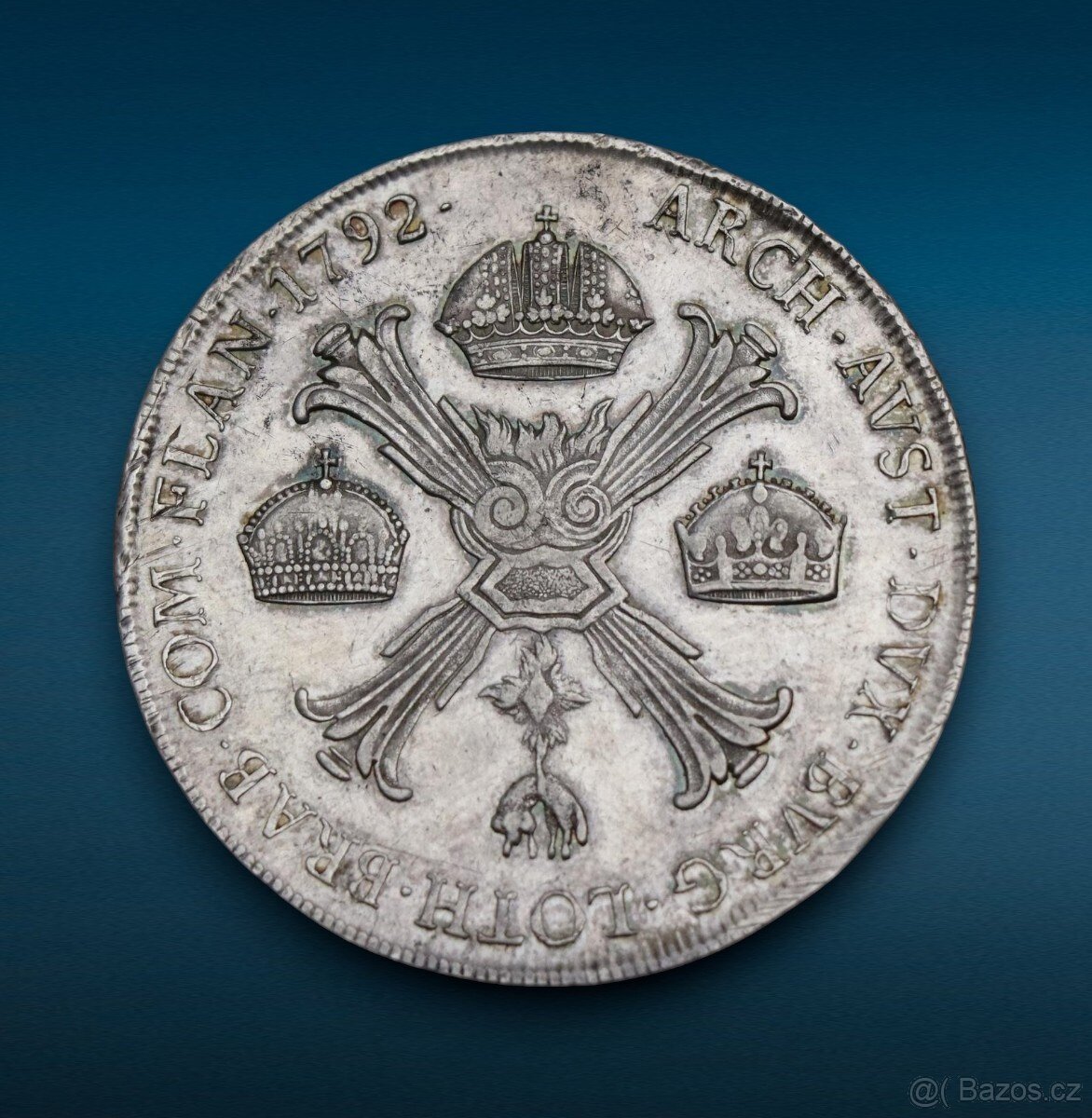 Strieborný Krížový Toliar 1792 M - Leopold II. - 2