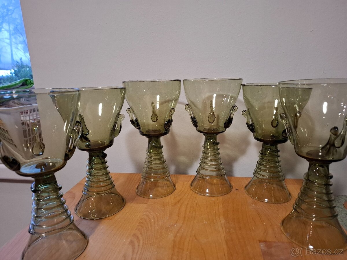 Lesní sklo - karafa a 6 sklenic - 2