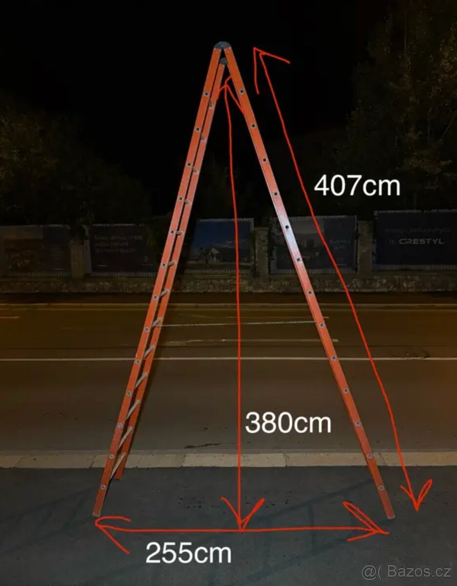 Oboustranný hliníkový žebřík/štafle 4,07m - 2