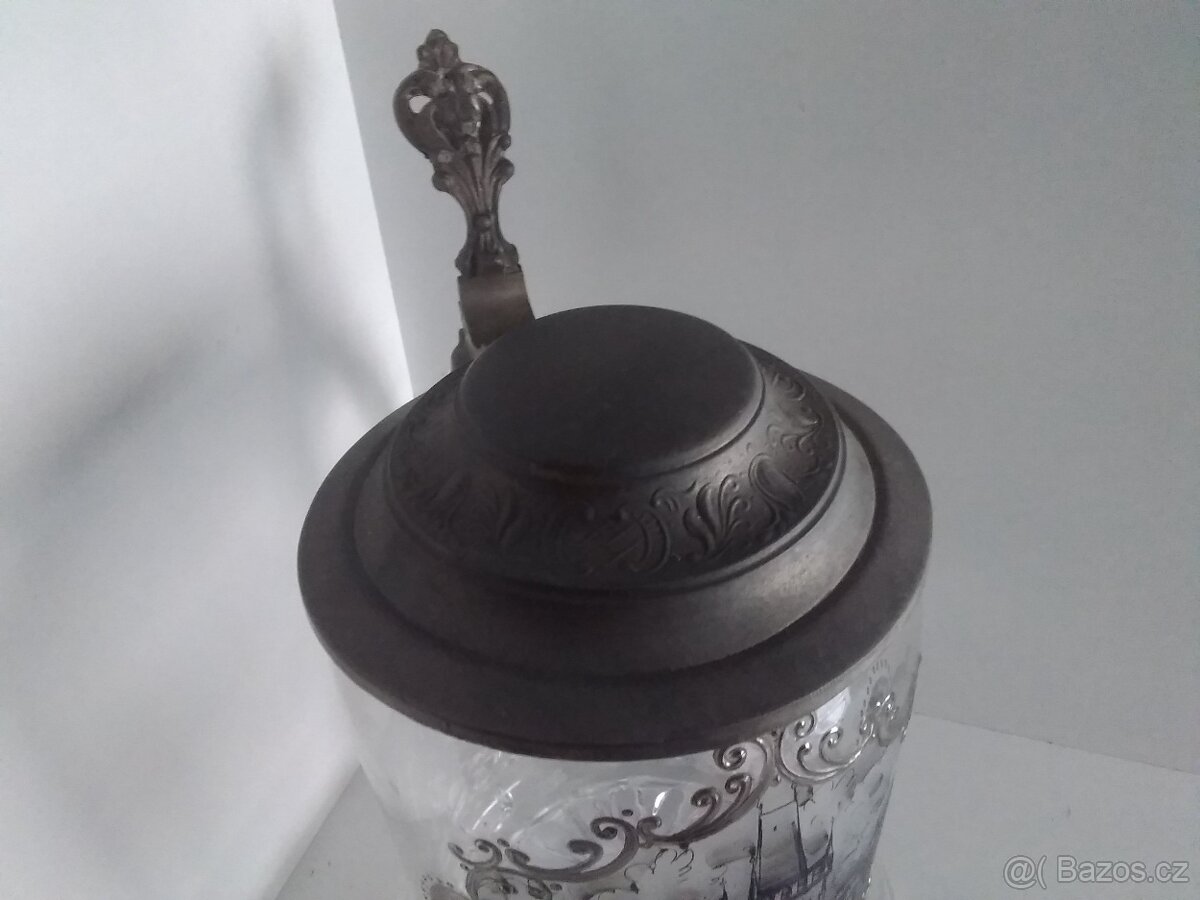 Půllitr sklo-PRAHA. - 2