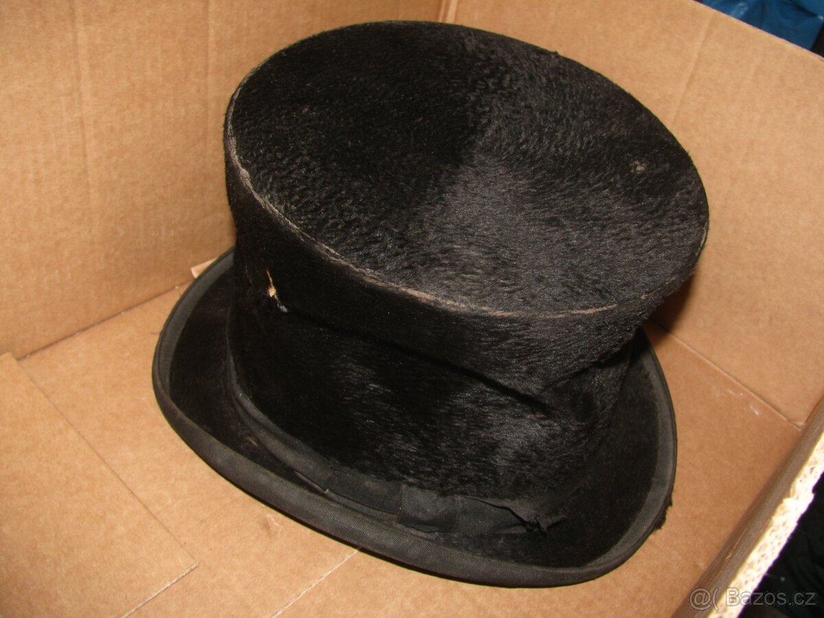 starožitný kufr na klobouk, starý cilindr klobouk - 2