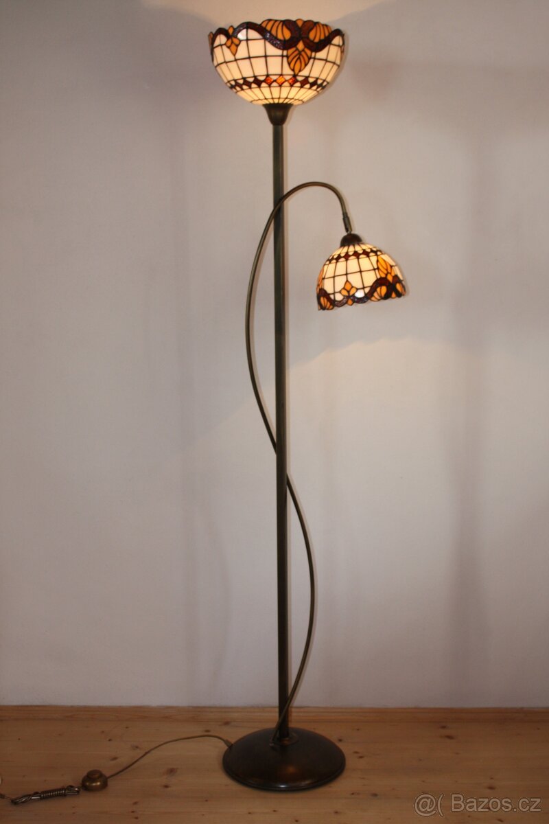 Stojací Tiffany lampa - nová, 2 stínidla - 2