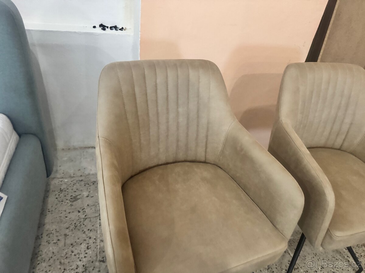 Nové 2x Jídelní židle - křesla s kovovou podnoží - 2