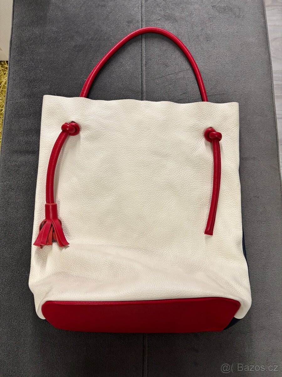 Tříbarevná kožená Carla Gotti kabelka - 2