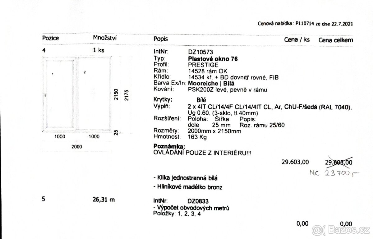 Prodám nepoužitá nová plastová okna. - 2