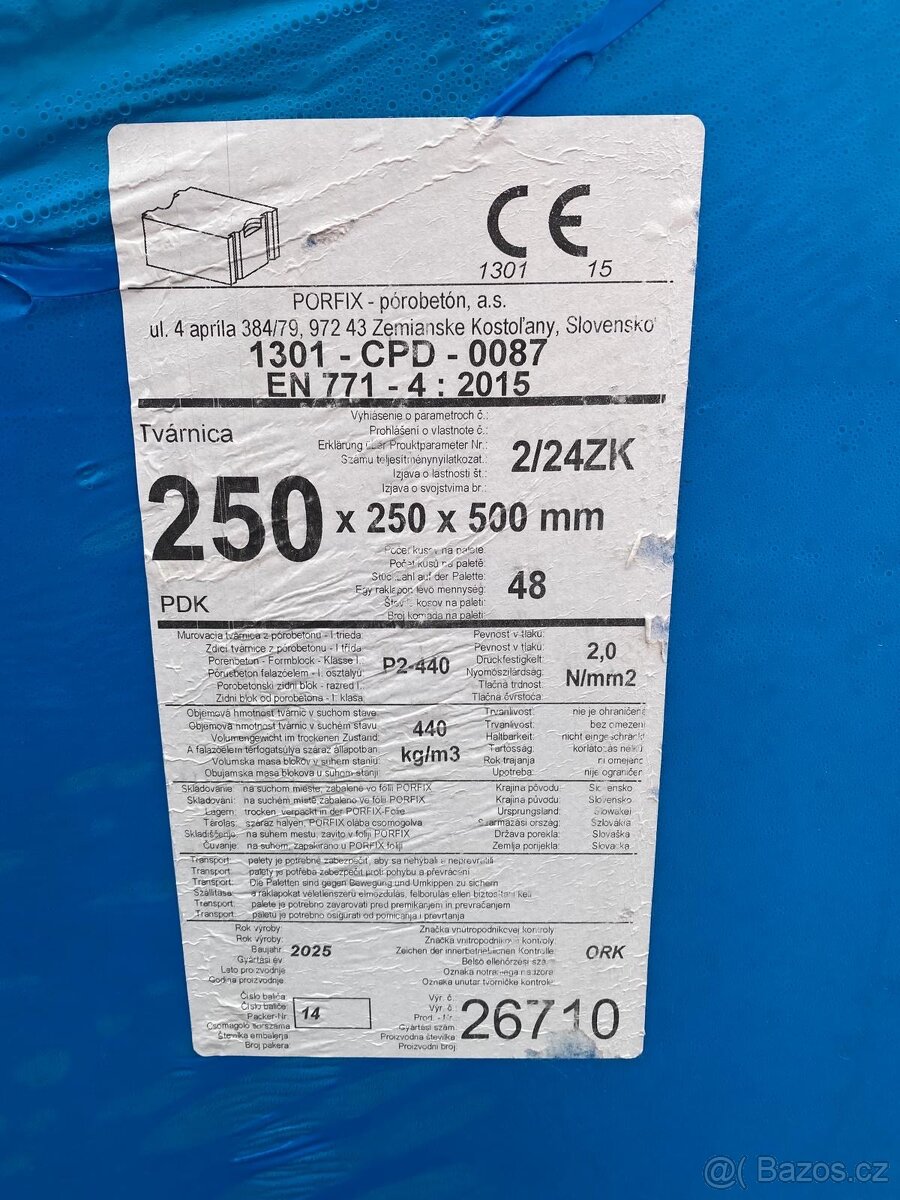 Porfix tvárnice 250x250x500 - 2