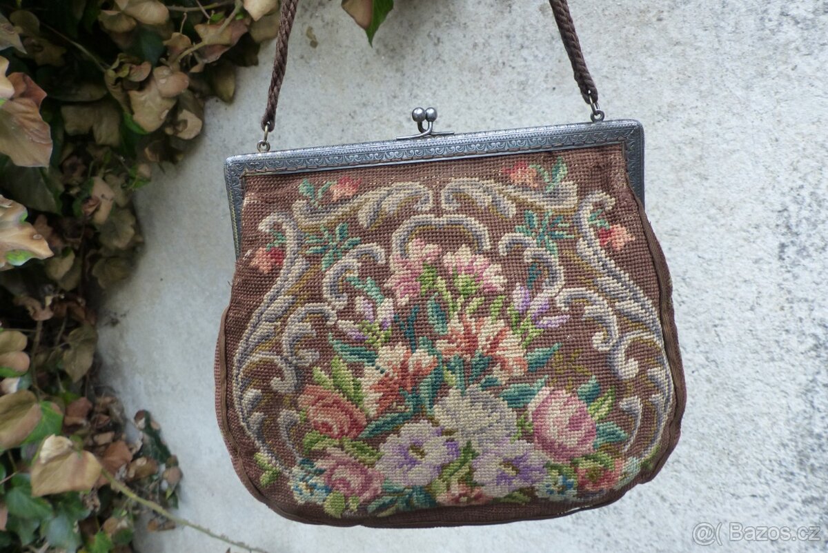 Starožitné gobelínové kabelky, kabelka gobelínová - 2