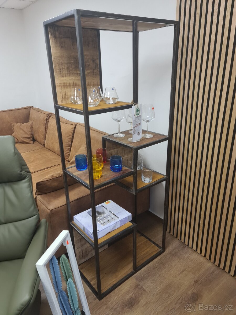 Regál kov-dřevo - 2