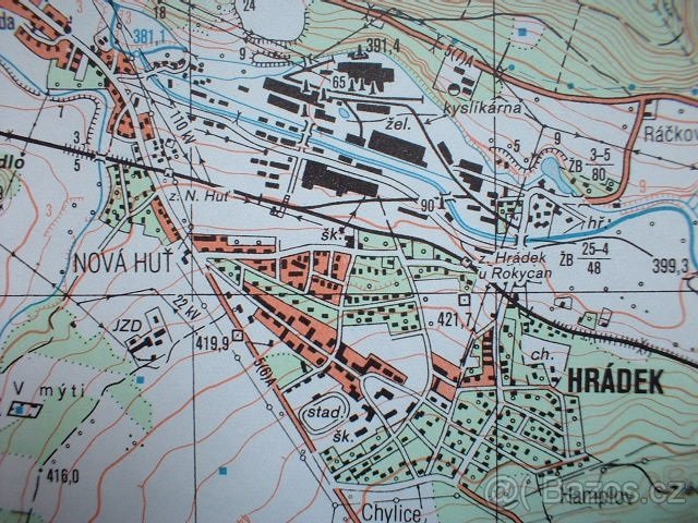 Vojenská profesionální tajná mapa Mirošov Brdy Jince ČSLA - 2