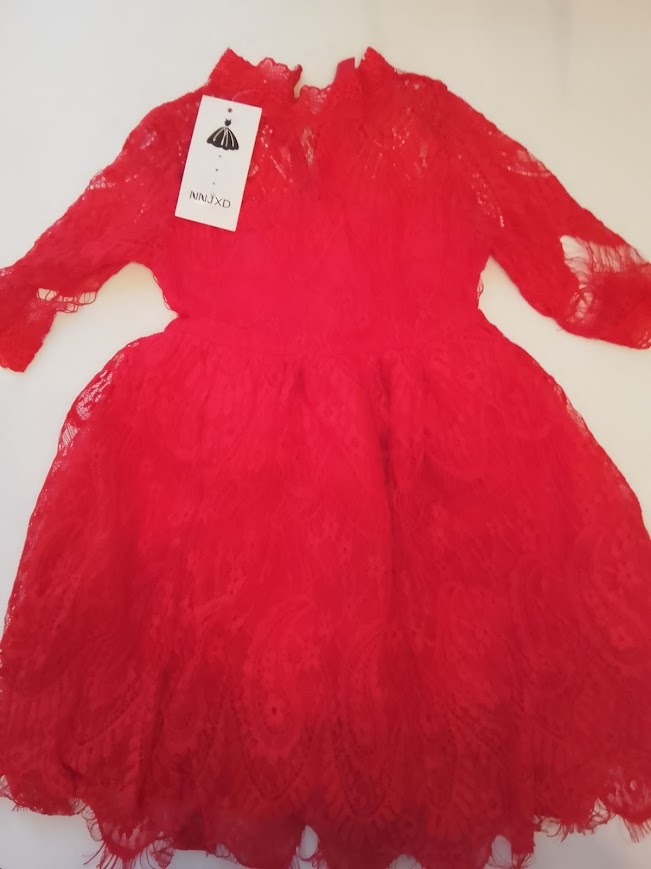 NOVÉ DÍVČÍ KRAJKOVÉ ČERVENÉ ŠATIČKY na vánoční besídku - 2