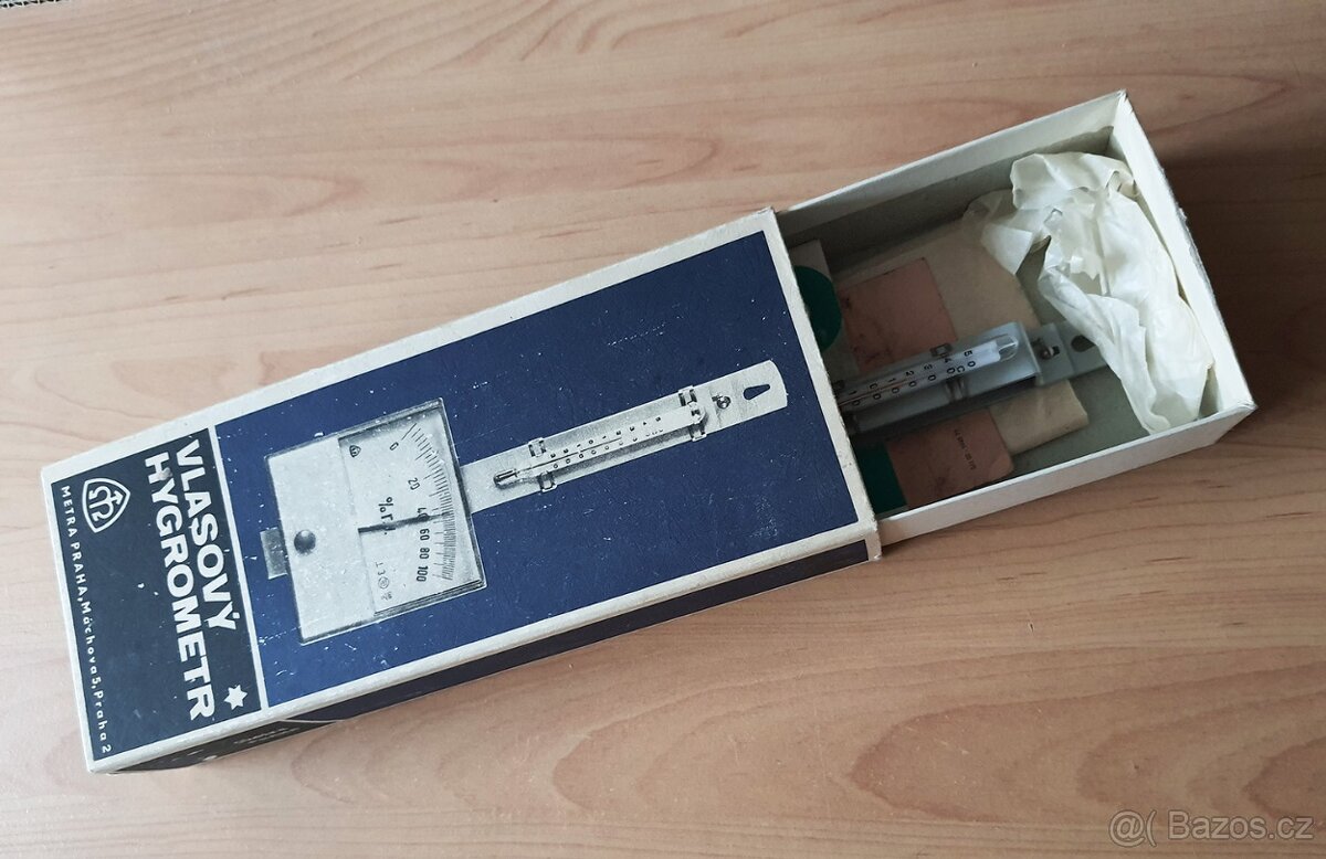 Vlasový hygrometr - analogový vlhkoměr historický - 2