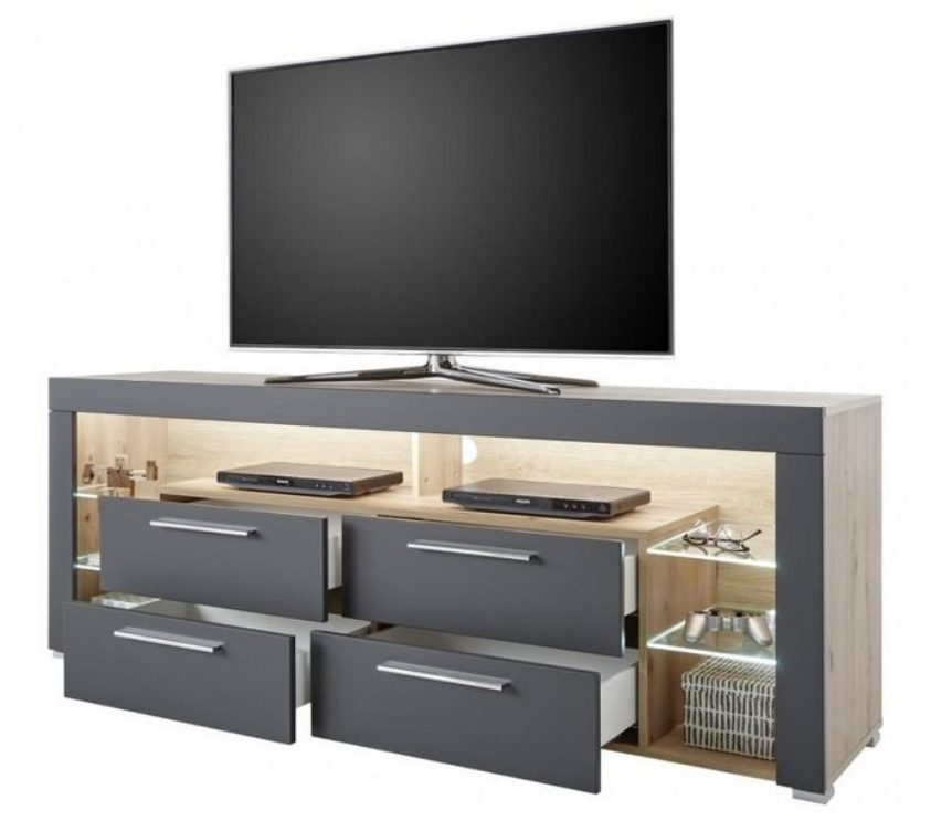 TV stolek Goal, dub/šedý, s osvětlením - 2