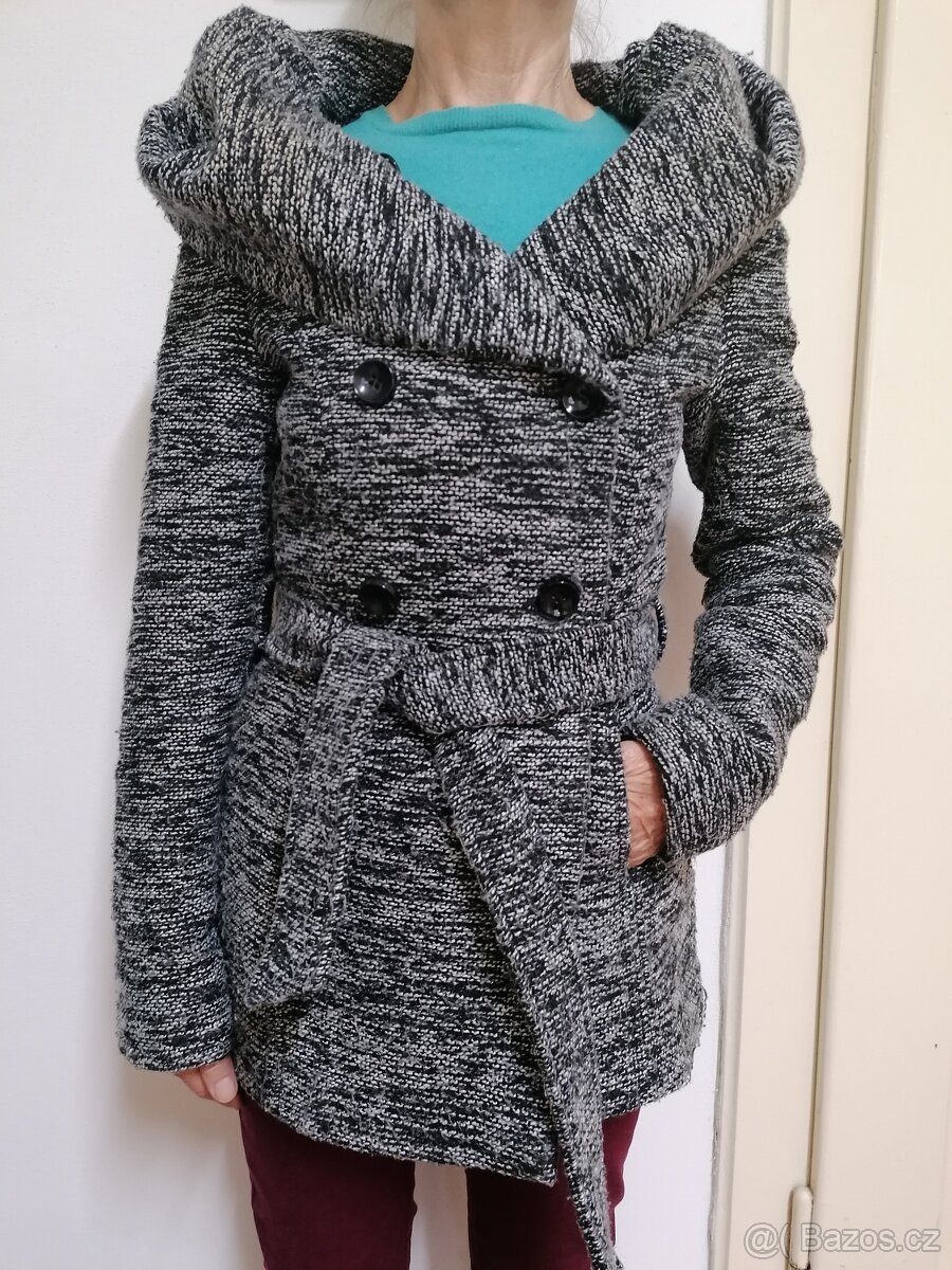 Dámský melírovaný kabátek s kapucí - 2