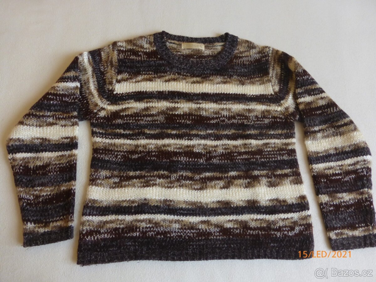 SVETR hnědý melír v. S- M // ROLÁK teplý v.M nenošený - 2